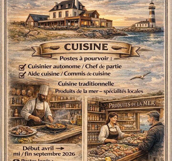 🔎 RECRUTEMENT SAISON 2026 – ILE D’OUESSANT L’Hotel – Bar…